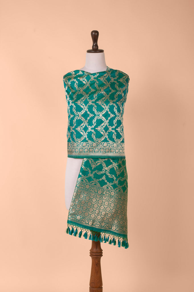 Handwoven Green Silk Dupatta