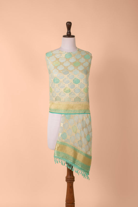 Handwoven Green Georgette Dupatta