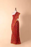 Handwoven Red Real Zari Jamdani Cotton Saree