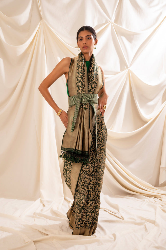 Handwoven Green SIlk Sari