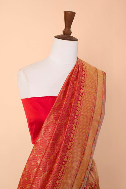 Handwoven Scarlet Red Silk Sari