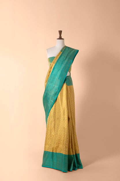 Handwoven Green Real Zari Kanjivaram Saree