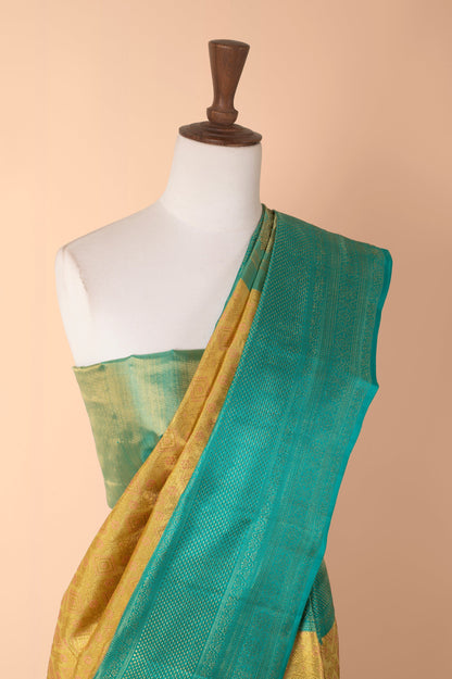 Handwoven Green Real Zari Kanjivaram Saree