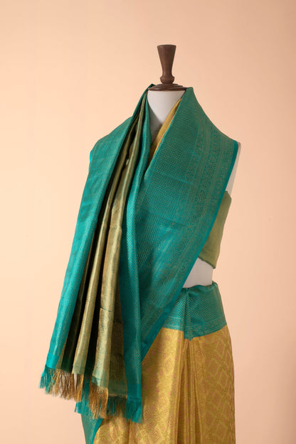 Handwoven Green Real Zari Kanjivaram Saree