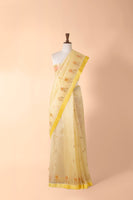 Handwoven Yellow Organza Sari