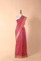 Handwoven Pink Real Zari Silk Saree