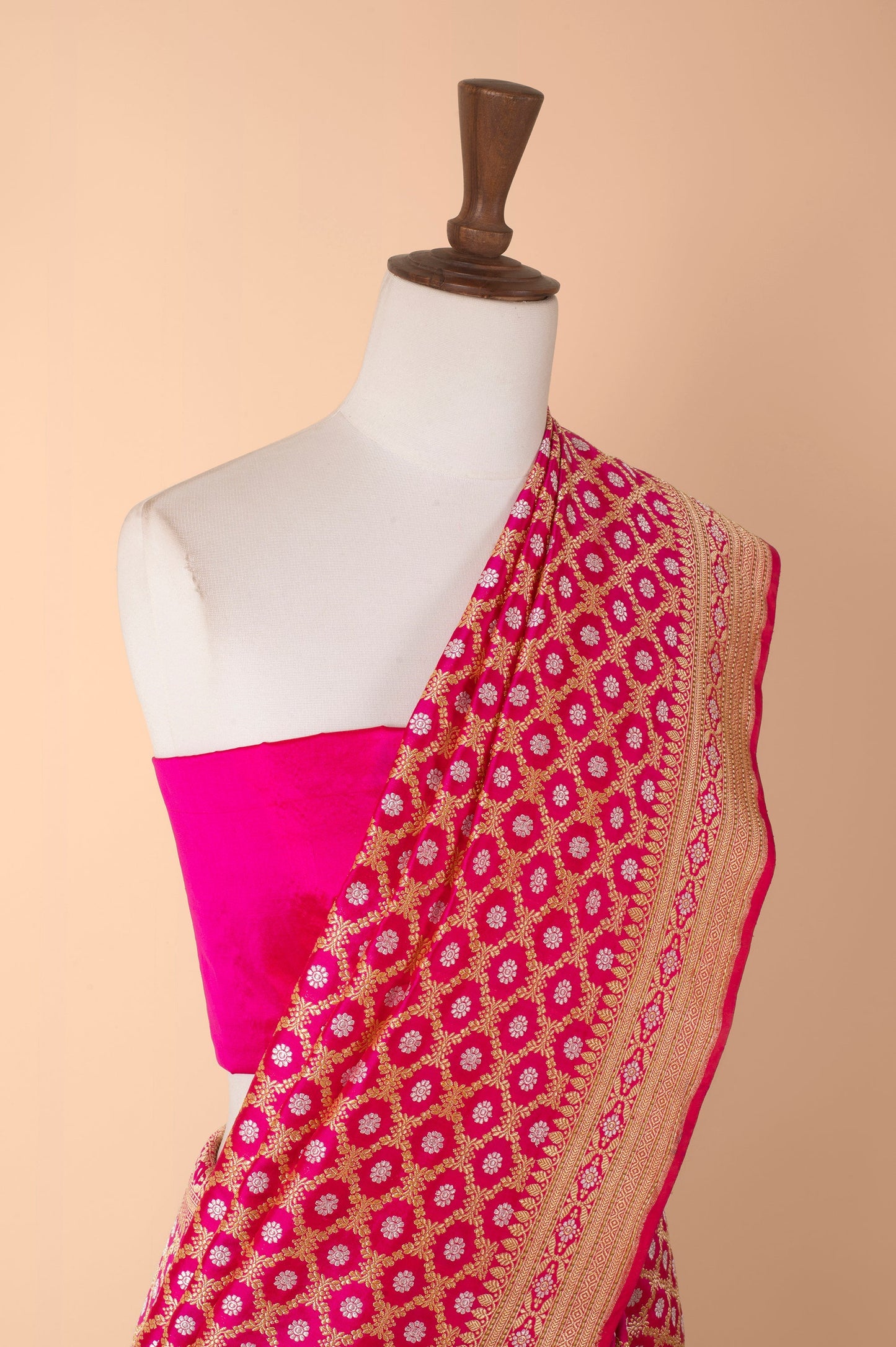 Handwoven Pink Real Zari Silk Saree