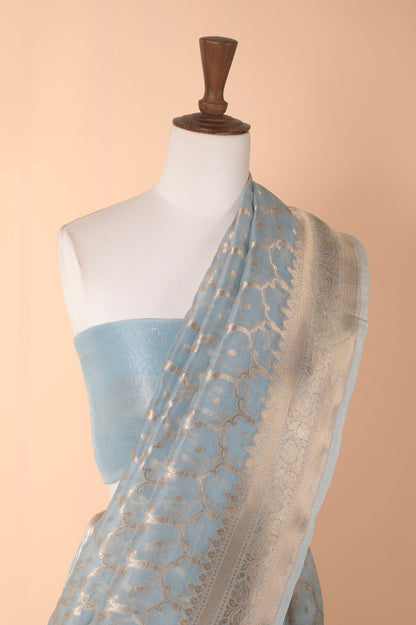 Handwoven Blue Organza Sari