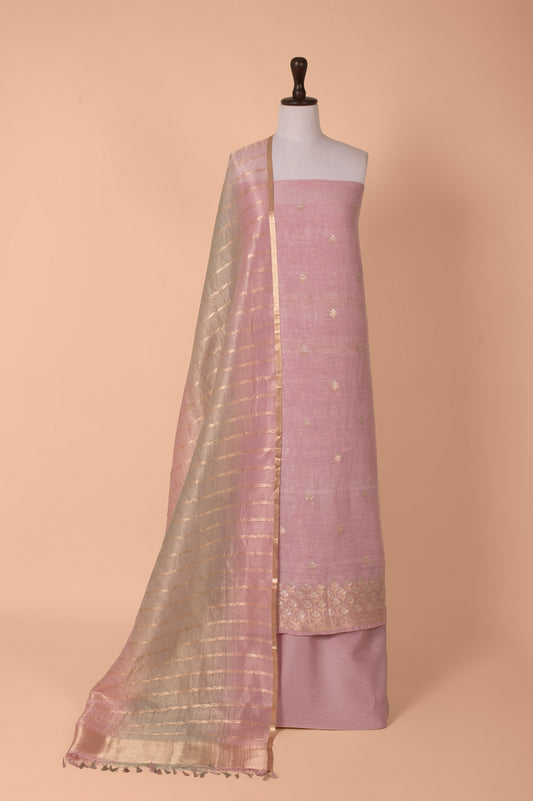 Handwoven Pink Linen Suit Piece