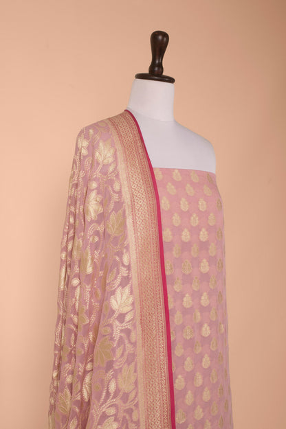 Handwoven Pink Georgette Suit Piece