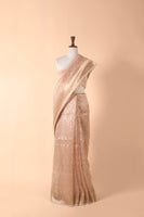 Handwoven Peach Organza Sari
