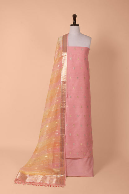 Handwoven Pink Chanderi Suit Piece