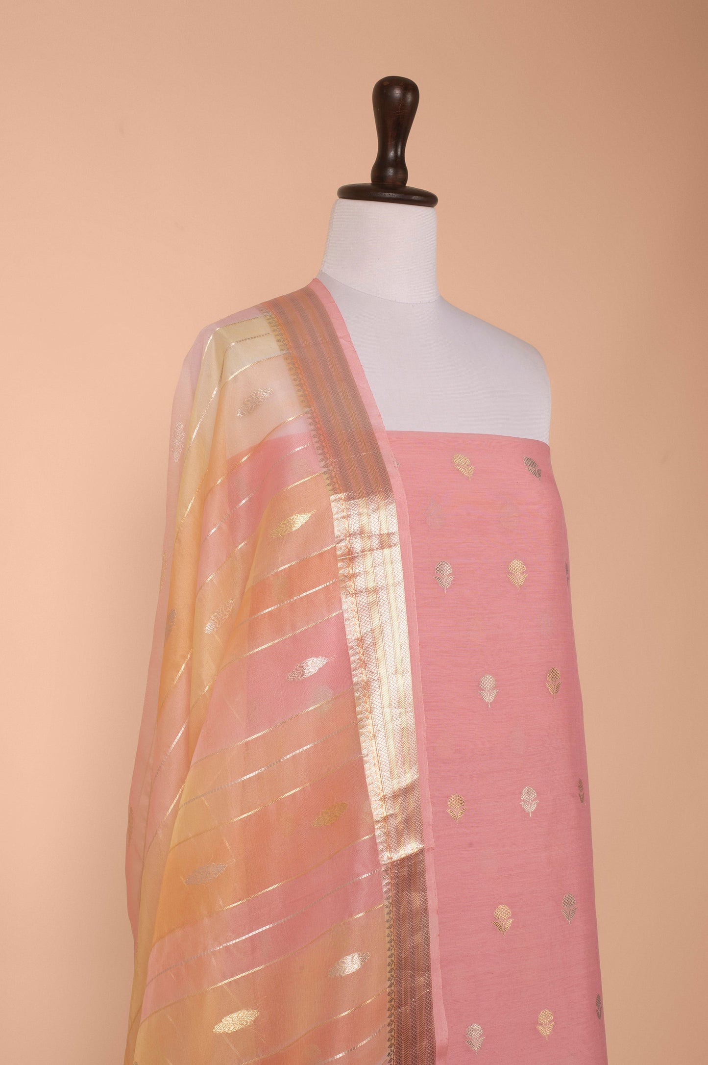 Handwoven Pink Chanderi Suit Piece