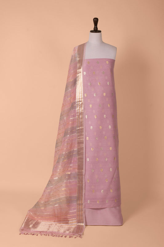 Handwoven Pink Chanderi Suit Piece