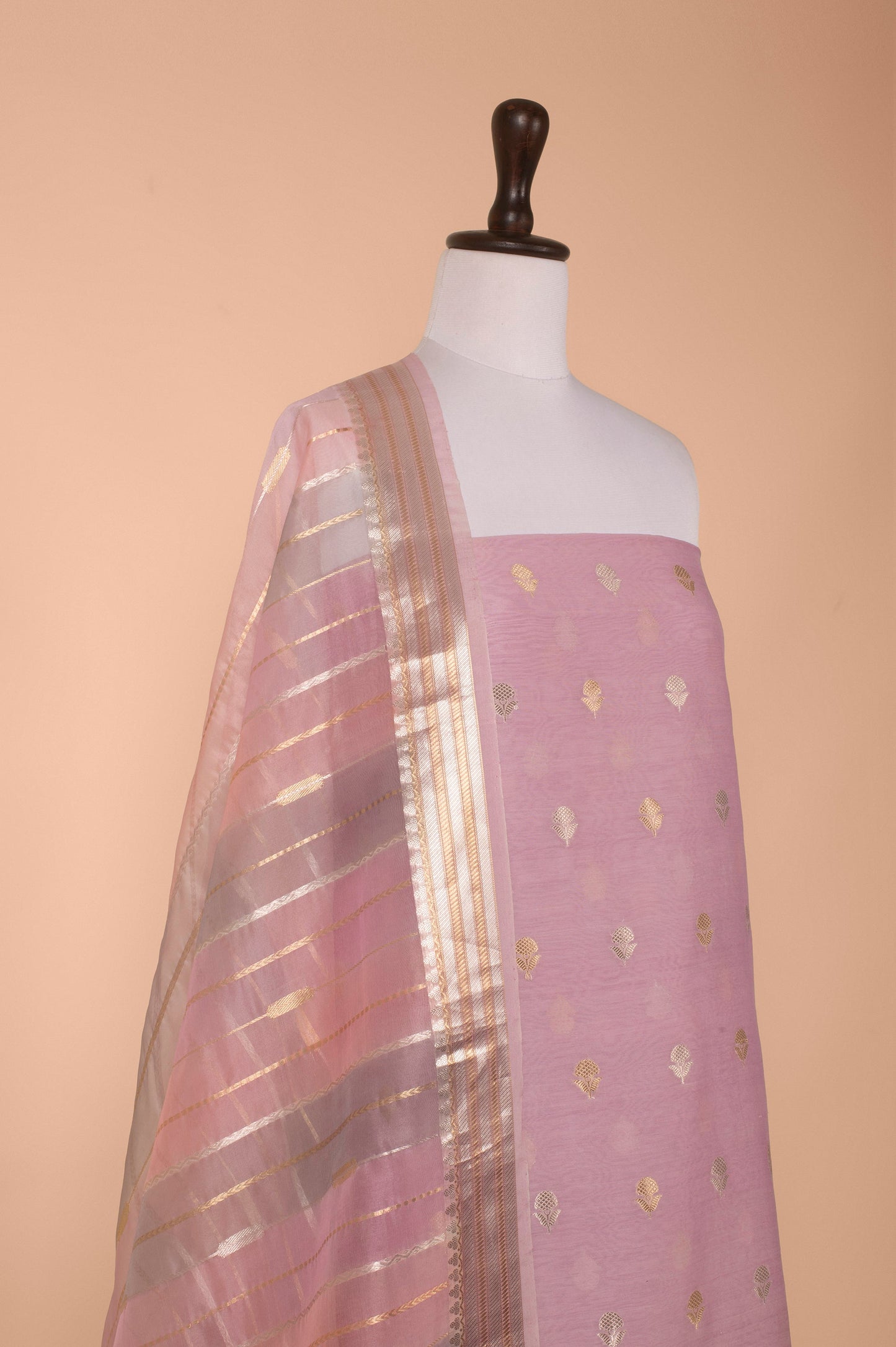 Handwoven Pink Chanderi Suit Piece