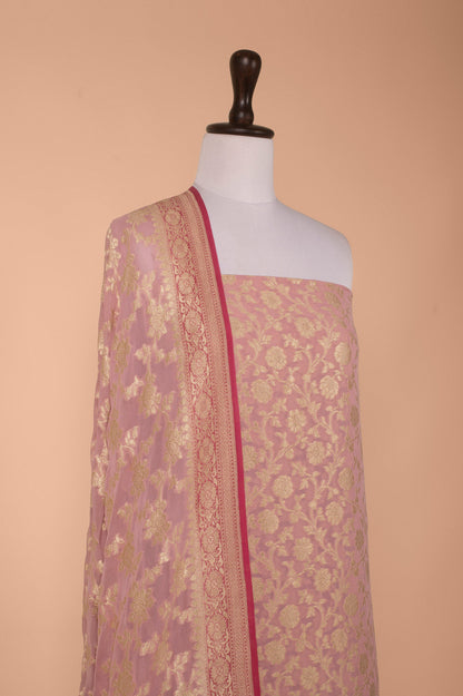 Handwoven Pink Georgette Suit Piece