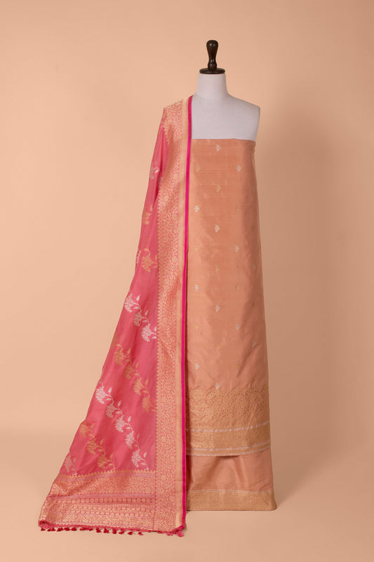 Handwoven Pink Silk Suit Piece