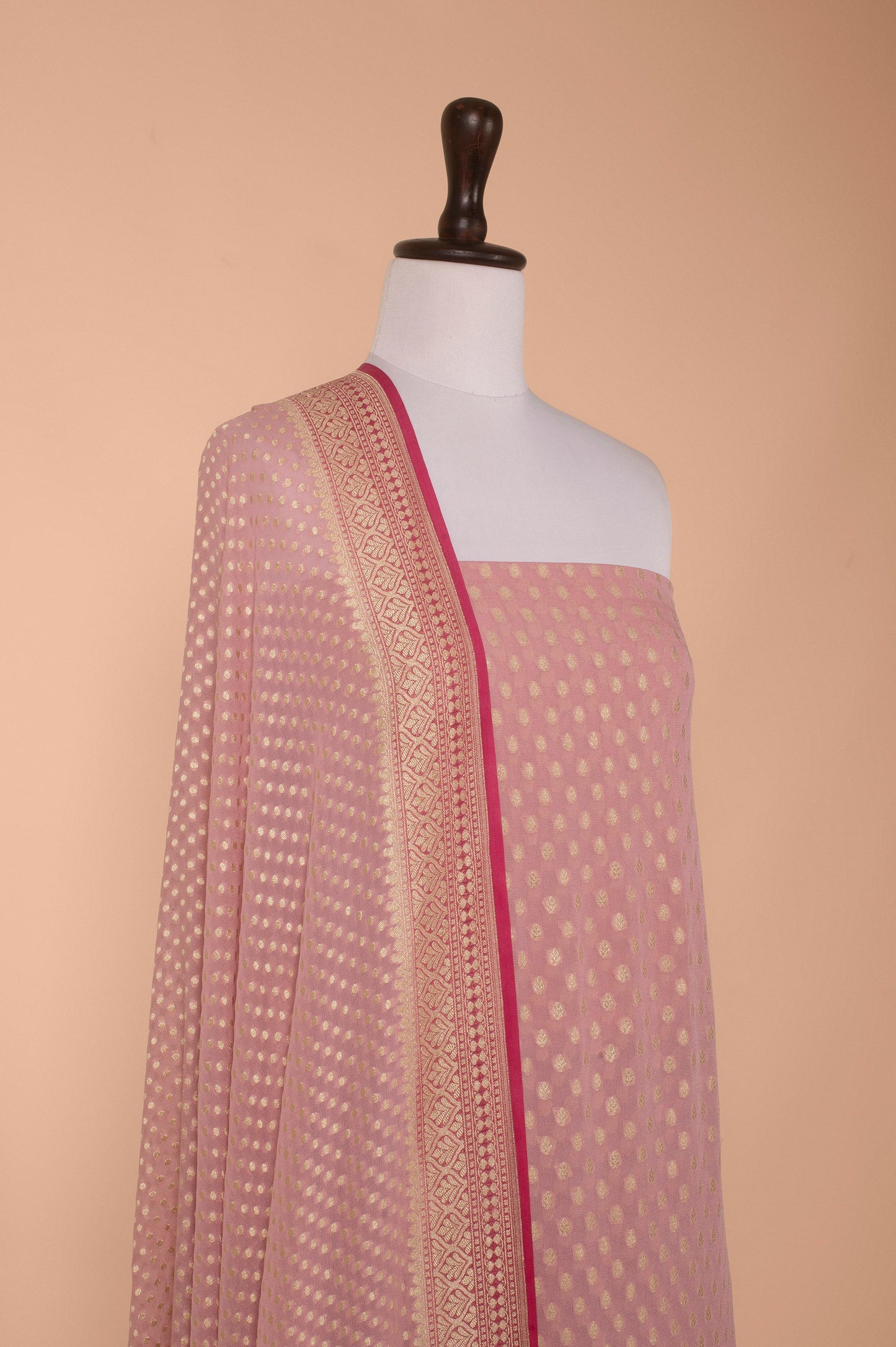 Handwoven Pink Georgette Suit Piece