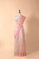 Handwoven Pink Organza Sari