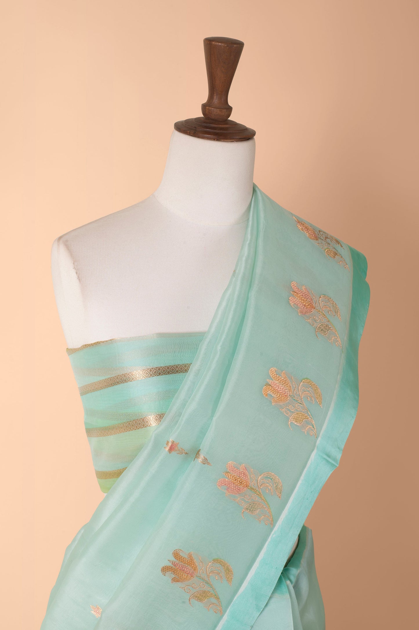 Handwoven Blue Organza Sari