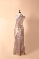 Handwoven Mauve Organza Sari
