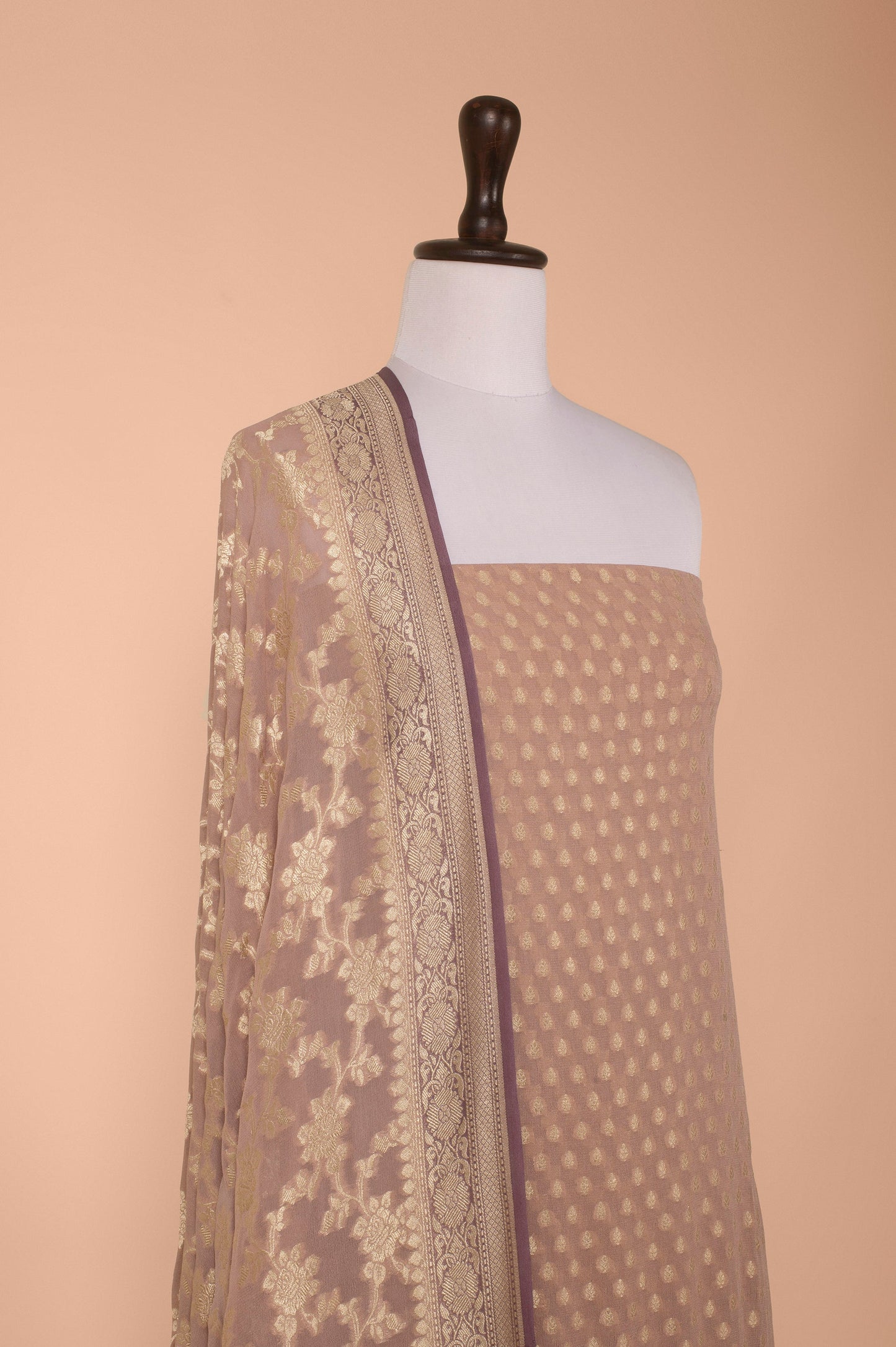 Handwoven Mauve Georgette Suit Piece