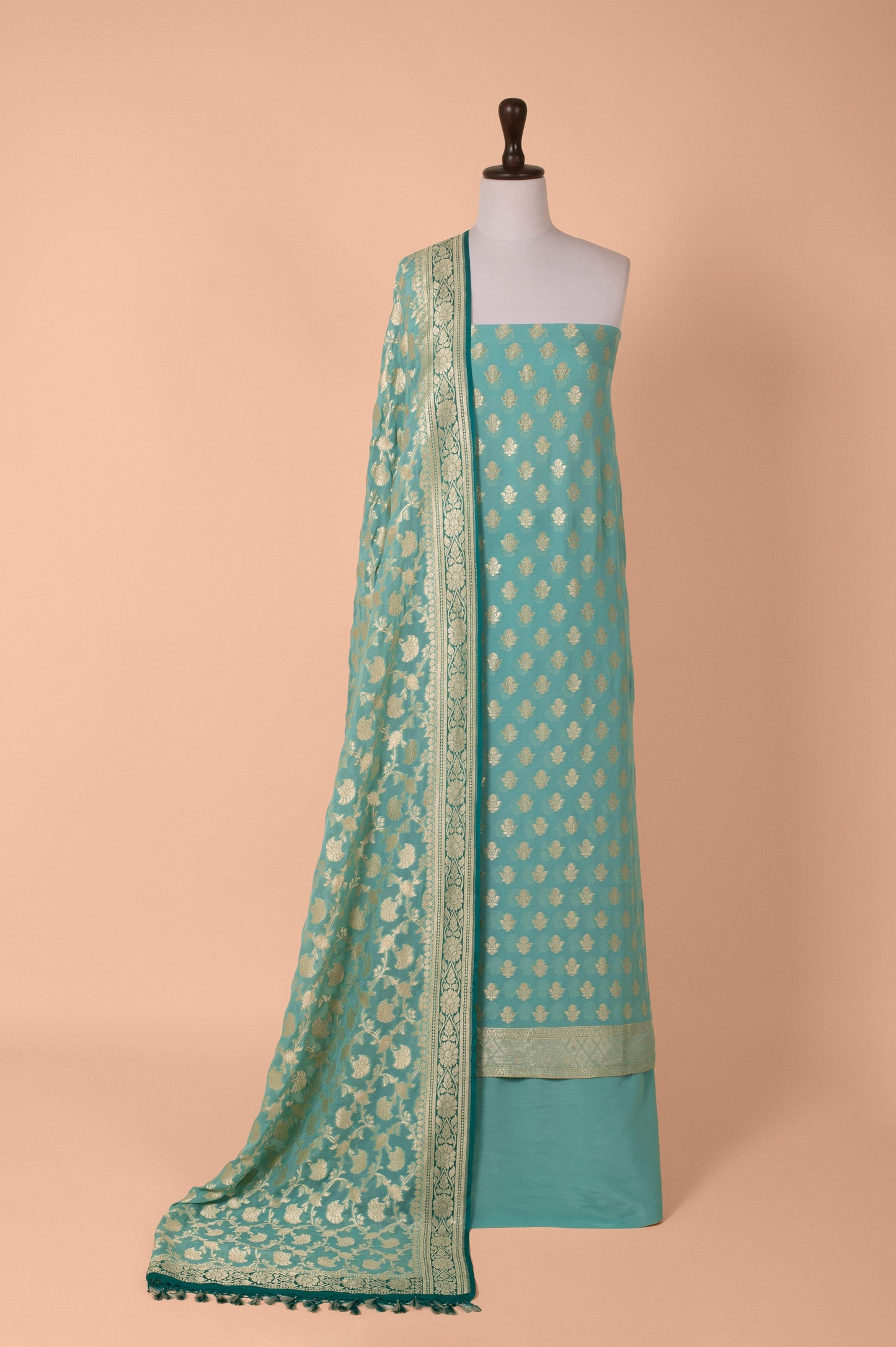 Handwoven Blue Georgette Suit Piece