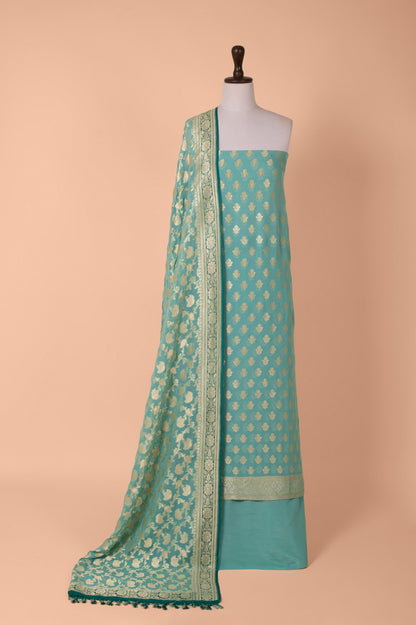 Handwoven Blue Georgette Suit Piece