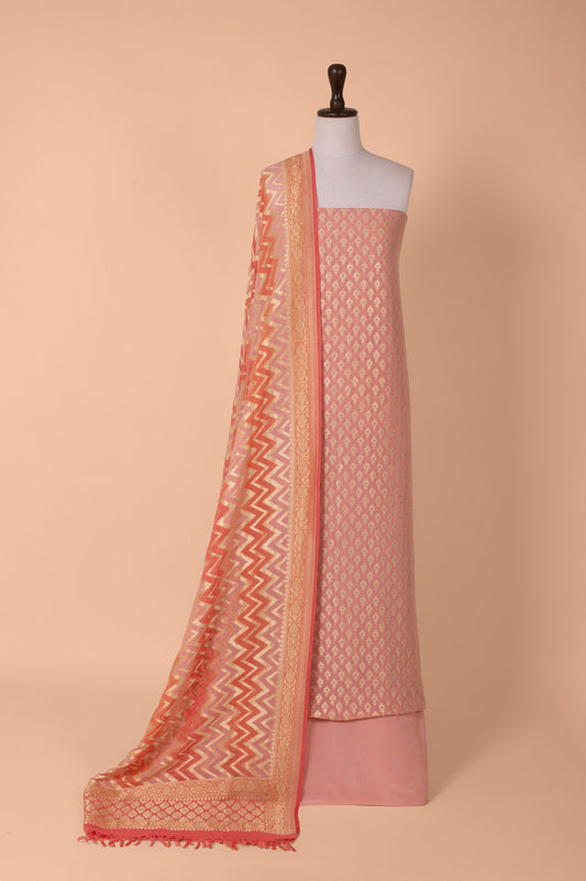 Handwoven Pink Georgette Suit Piece