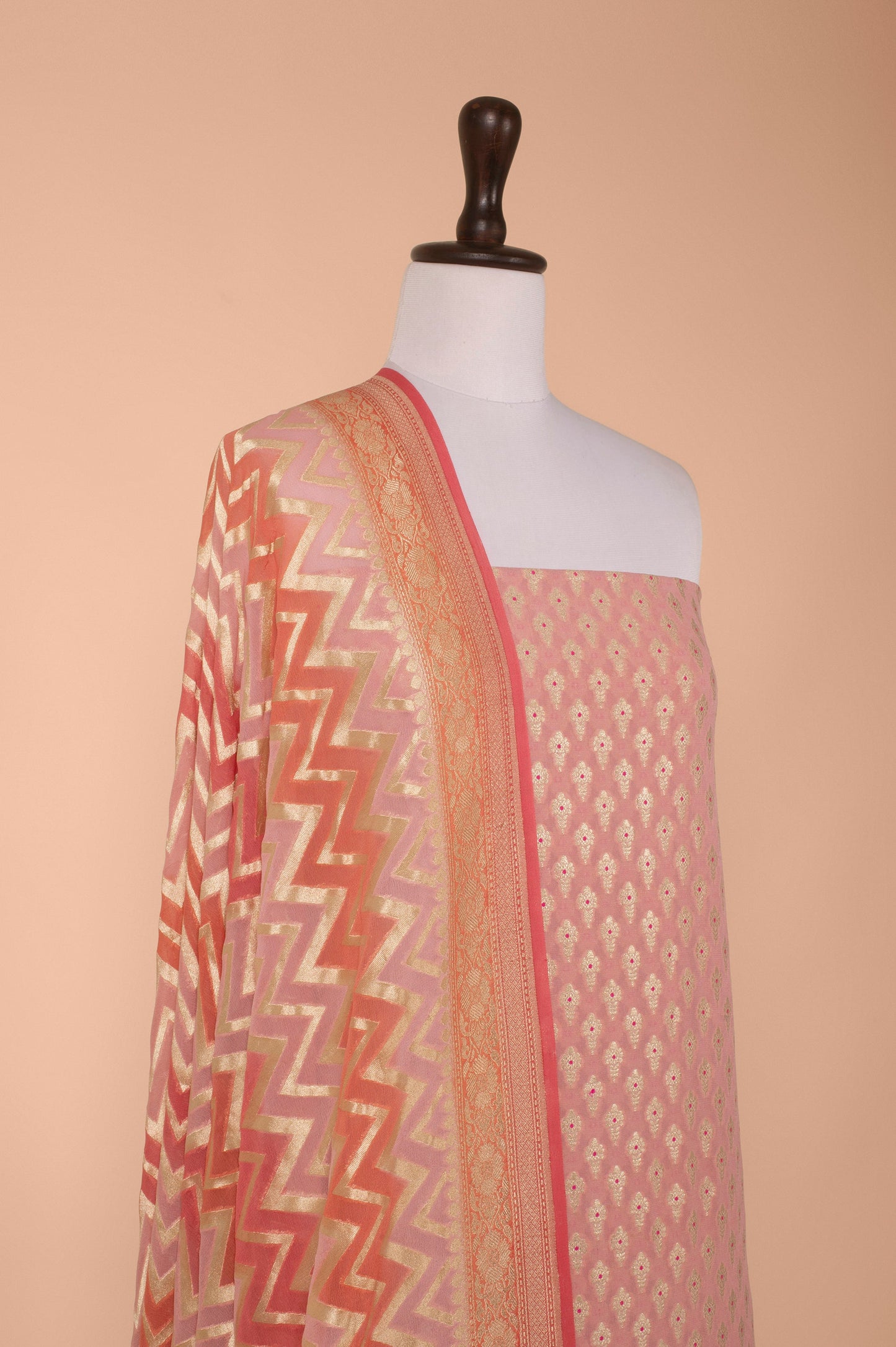 Handwoven Pink Georgette Suit Piece