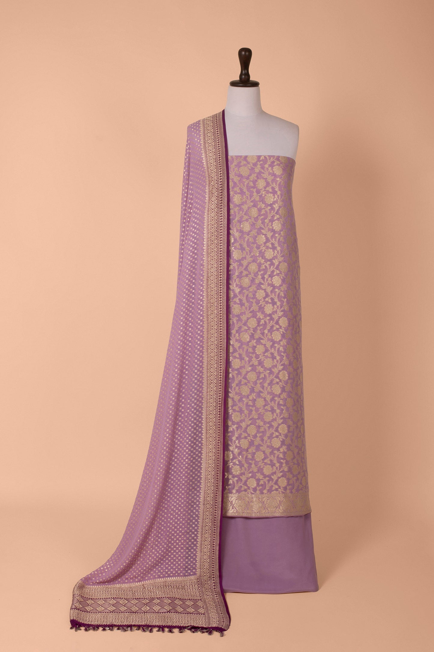 Handwoven Purple Georgette Suit Piece