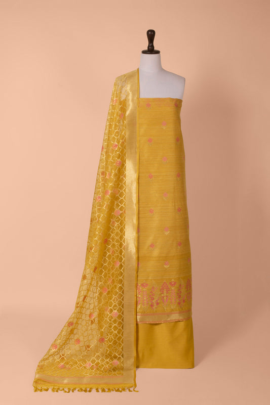 Handwoven Yellow Net Suit Piece