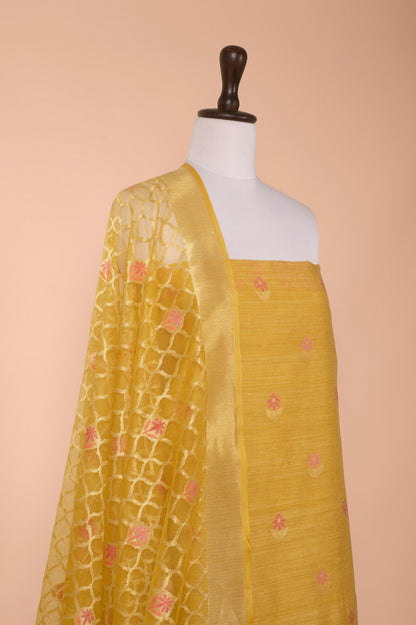 Handwoven Yellow Net Suit Piece