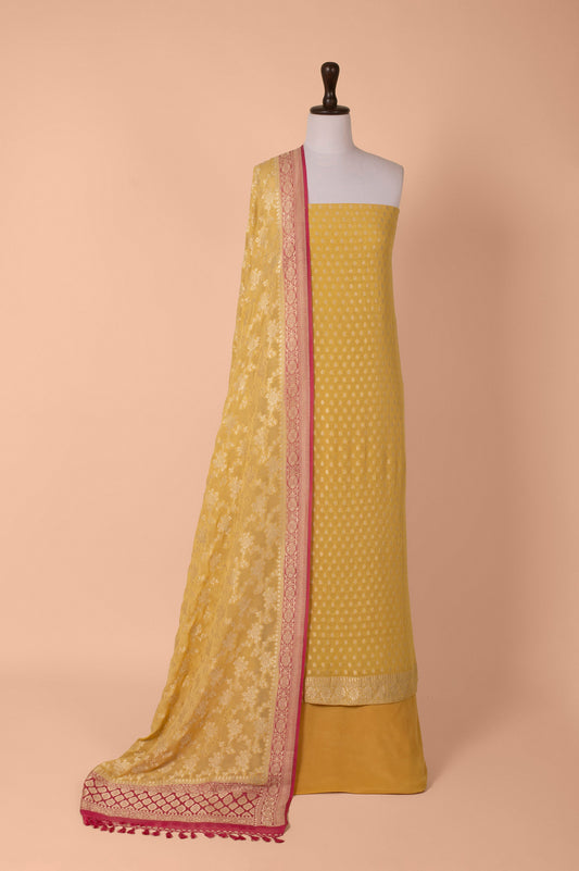 Handwoven Yellow Georgette Suit Piece