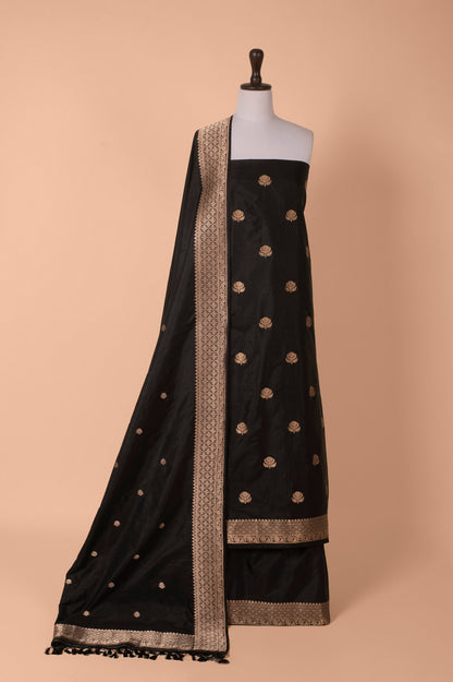 Handwoven Black Silk Suit Piece