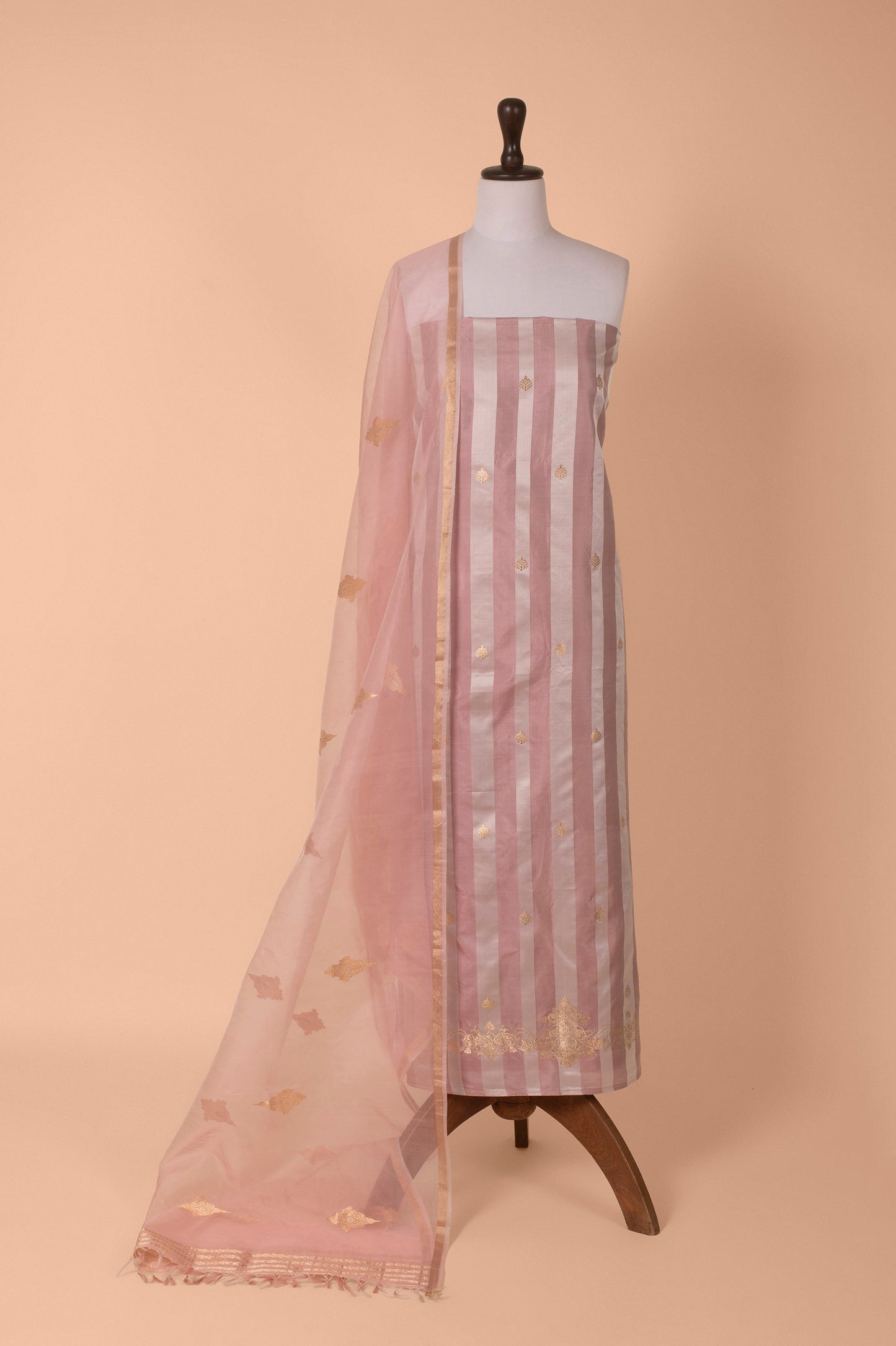 Handwoven Pink Silk Suit Piece