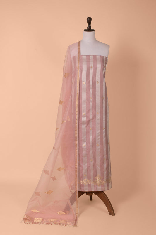 Handwoven Pink Silk Suit Piece