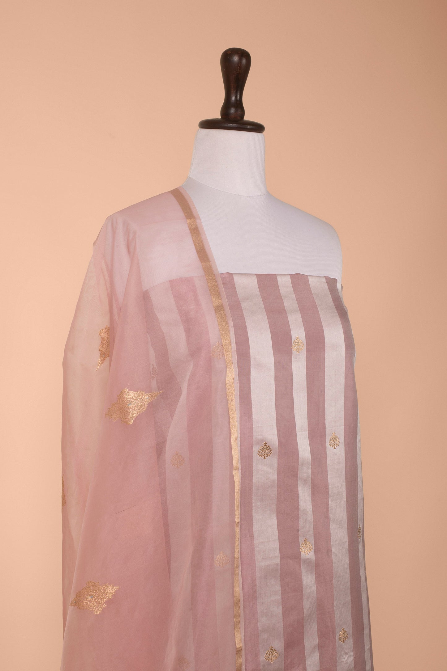 Handwoven Pink Silk Suit Piece