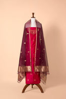 Handwoven Scarlet Red Silk Suit Piece