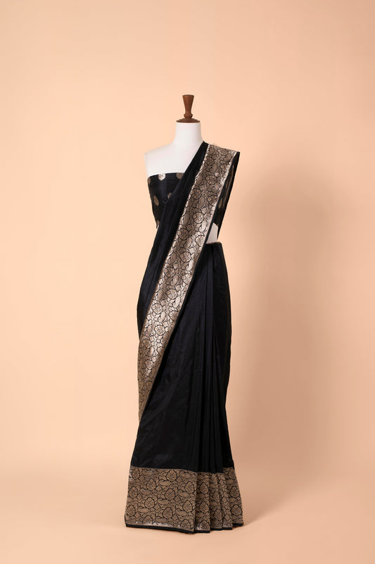 Handwoven Black Silk Sari