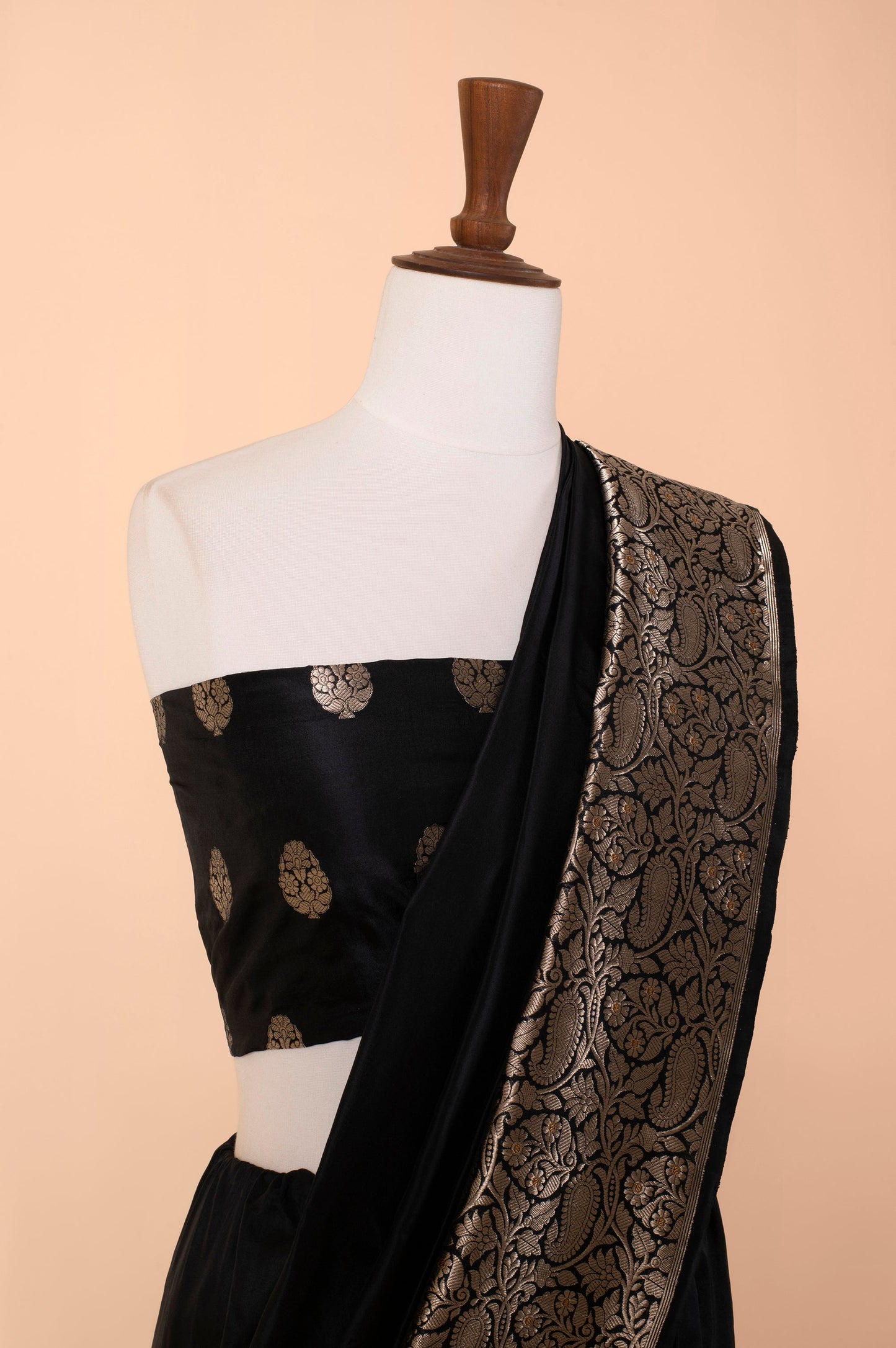 Handwoven Black Silk Sari