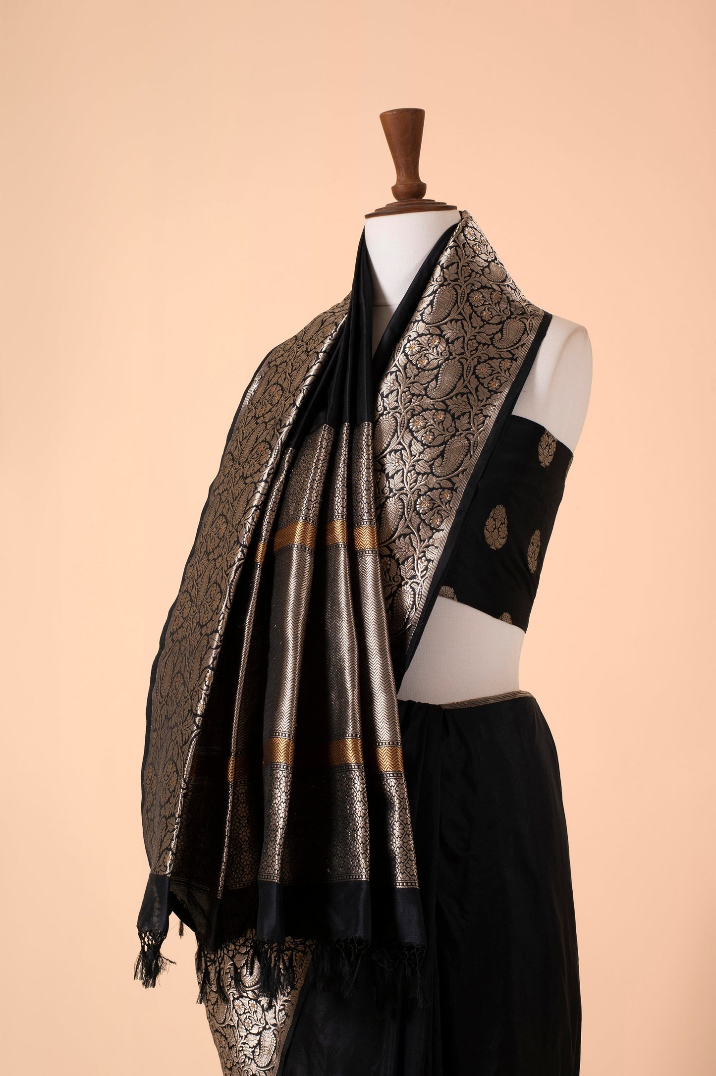 Handwoven Black Silk Sari