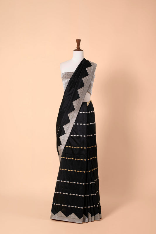 Handwoven Black Silk Sari