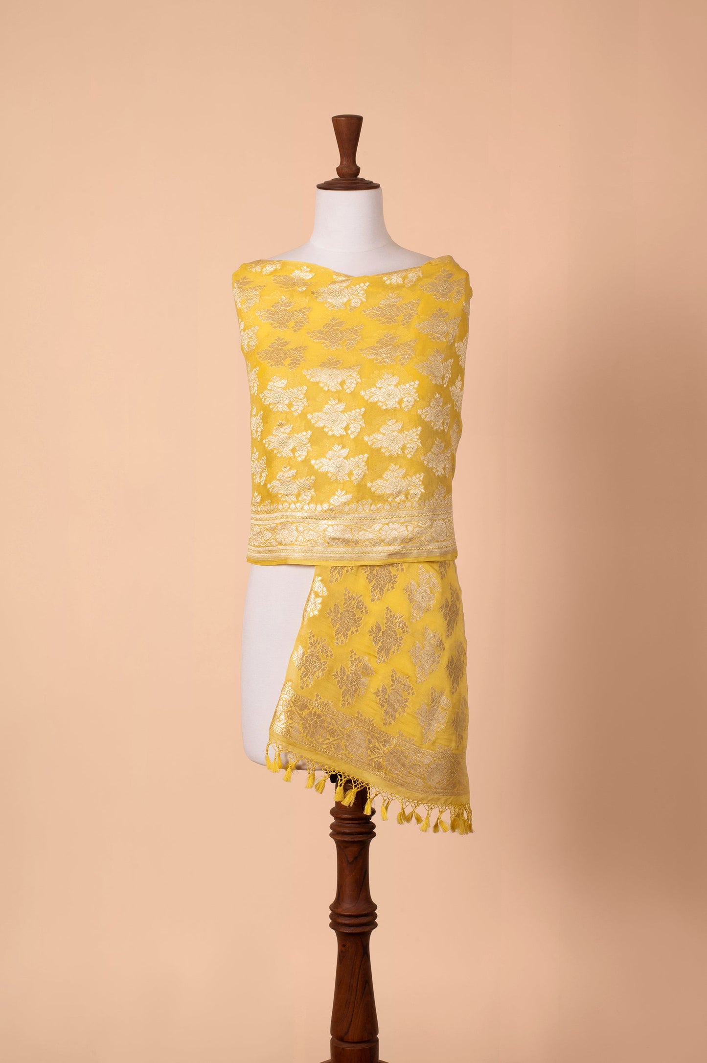 Handwoven Tuscany Yellow Georgette Dupatta