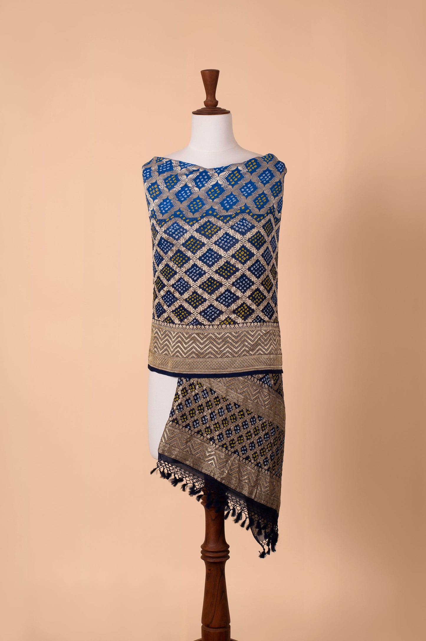 Handwoven Blue Bandhani Dupatta