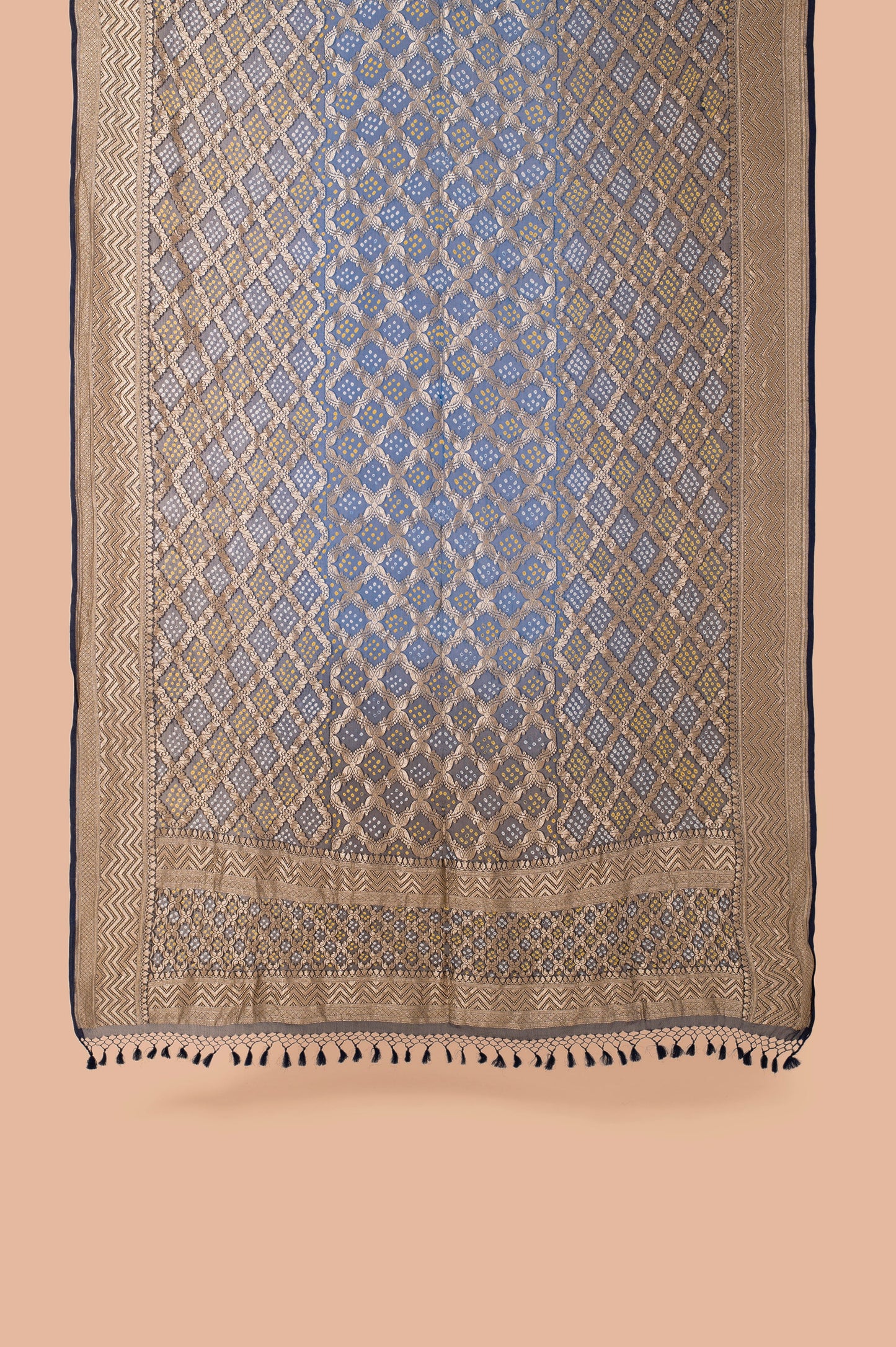 Handwoven Blue Bandhani Dupatta