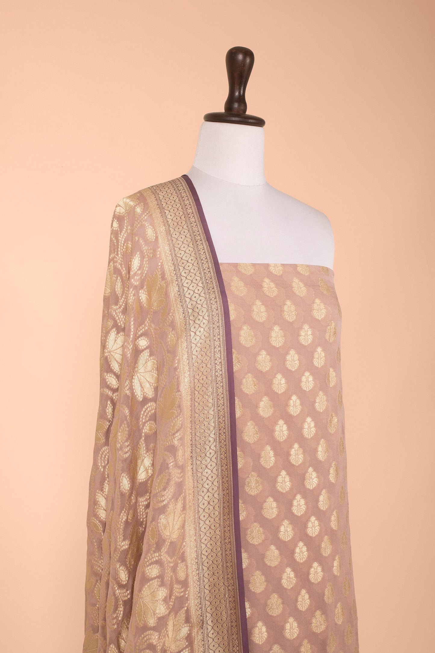 Handwoven Mauve Georgette Suit Piece