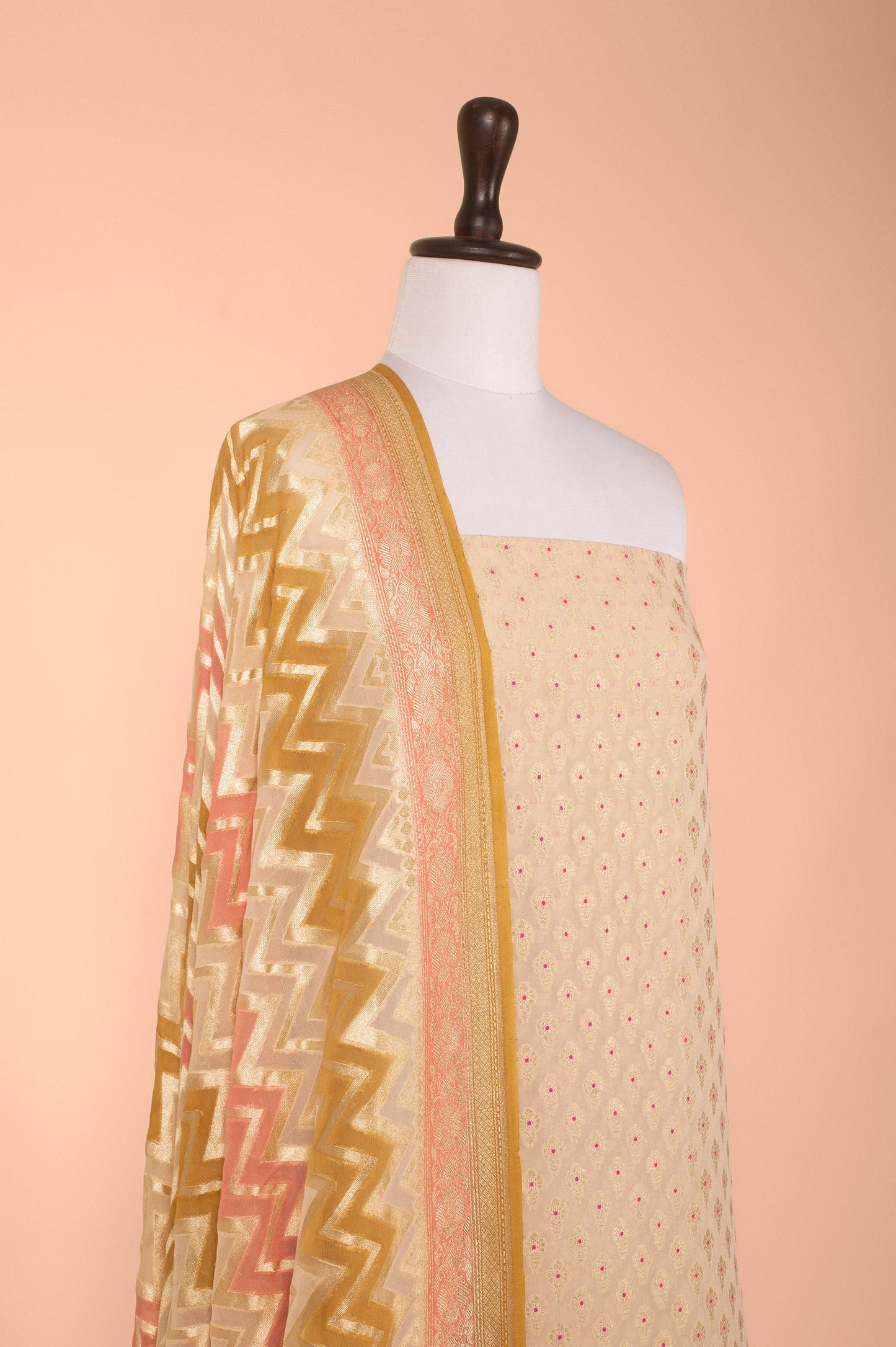 Handwoven Beige Georgette Suit Piece