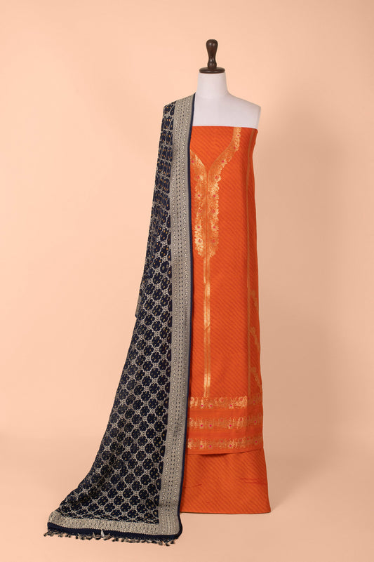 Handwoven Orange Cotton Suit Piece