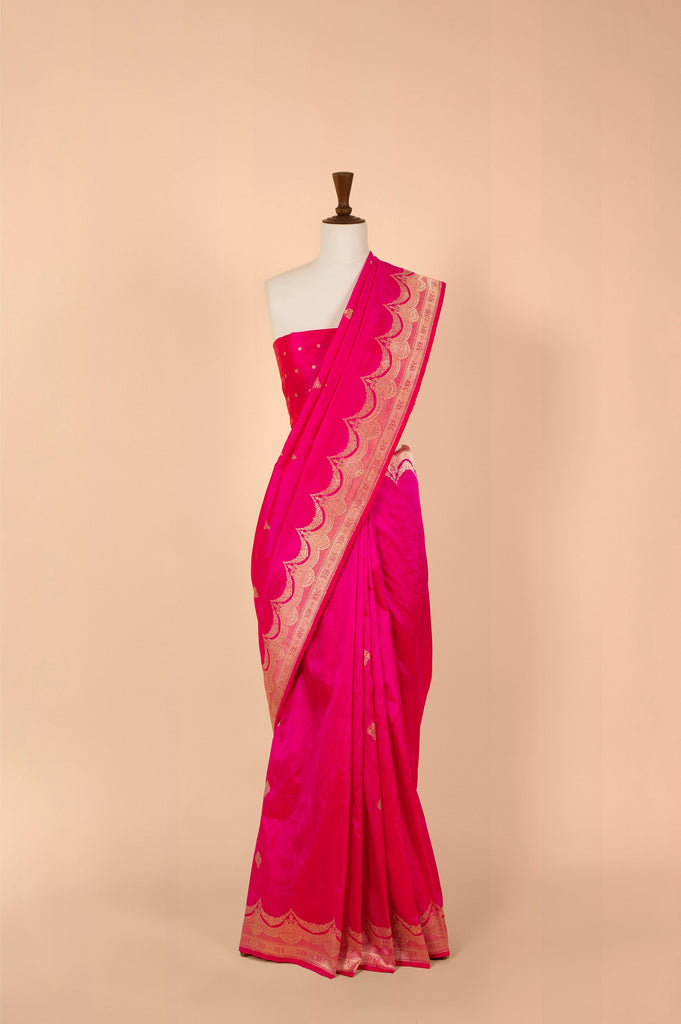 Handwoven Pink Silk Sari